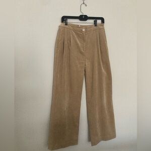 CRAS Bukser Anniecras Tan Pleated Corduroy Wide Leg Pants Size 36
